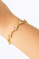 PULSEIRA FOLHEADA A OURO 18K COM ZIRCÔNIA