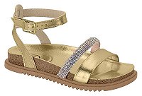 Papete Molekinha Metalizada Com Fivela Tira Com Strass  Dourado