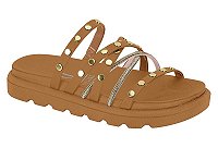 Papete Vizzano Tiras Com Tachas E Strass Calce Facil Camel