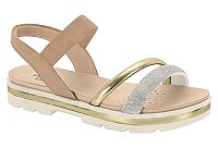 Sandalia Flatform Modare Tira Metalizada Strass Calce Facil Camel