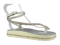 Papete Fivela Littz Tiras Strass Cobra Off White