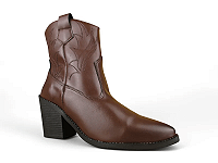 Bota Texana Mega Boots Bordada Salto Bloco Ziper Whisky