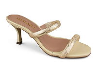 Tamanco Via Scarpa Salto Fino Lezard Metalizado Calce Facil Ouro Light