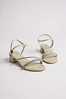 Sandália Com Salto Médio Littz Feminina Com Strass Elegante E Confortável  Off White
