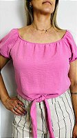 BLUSA CROPPED AIRFLOW ROSA COM AMARRAÇÃO GG