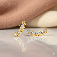 Brinco Curva de Luz Banhado a Ouro 18K e Zircônia