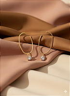 Brinco Argola Oval Zenith Banhado a Ouro 18K e Zircônia