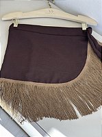 Saia transpassada tecido marrom com franja