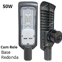 Luminária 50W Com Relé Fotocélula Base Redonda Led SMD