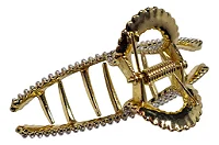 Piranha Prendedor De Cabelo Metal Dourado Com Pedras Laço Luxo