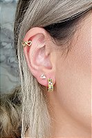 Brinco Argolinha Com Micro Zircônias Coloridas Banhado em Ouro 18k