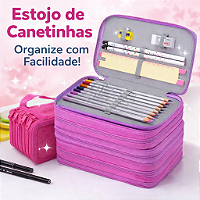 Estojo Grande Escolar 4 Compartimentos com Alça