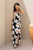 Vestido Margarida Maxi Midi com Fenda