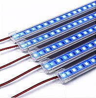 BARRA LED 5054 - 12v - AZUL- 25cm - 4,5w - COM CALHA DE PROTEÇÃO TRANSPARENTE