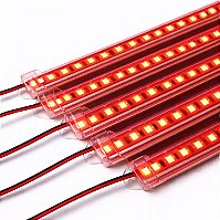 BARRA LED 5054 - 12v - VERMELHA- 75cm - 13,5w - COM CALHA DE PROTEÇÃO TRANSPARENTE