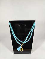 Guia de Proteção Azul e Turquesa - Búzio e Tassel Duplo