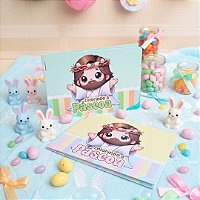 Kit Mine Livrinho de Colorir Páscoa com Mine Giz de Cera Lembrancinha Infantil 15 Páginas Ilustrações Coelhinho Tamanho 15x10,5 cm Ideal para Festas e Eventos Religiosos