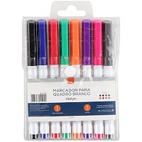 Pincel Quadro Branco Ponta Fina 1MM 8CORES Blister