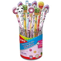 Lapis Preto Redondo Decorado TRIS Fofurices C/BORRACHA POTE-24