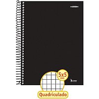 Caderno Quadriculado Univers. 5X5MM 96F Espiral Preto CD C/04