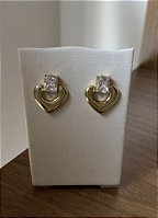 Brinco Coração com Zircônia Banho Ouro