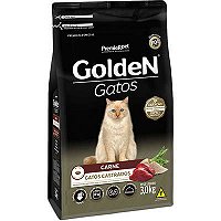 Ração Premier Pet Golden Gatos Adultos Castrados Carne 3kg