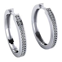 Brinco Argola Grande Prata 925 com Zircônias Feminino Sofisticado