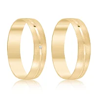 Par de alianças casamento Sofia 5mm de ouro 18k  - Anel solitário Brinde