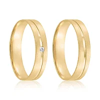 Par de alianças casamento Rini 4mm de ouro 18k  - Anel solitário Brinde