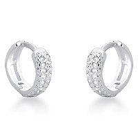 Brinco Feminino Argola Cravejada 2 Fileiras - Prata 925