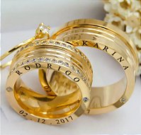 Par de alianças casamento Dubai 10mm de moeda antiga - Anel solitário Brinde