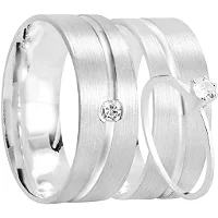 Par de alianças Elisía 10mm de namoro + anel solitário prata 950