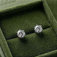 Brinco Prata 925 Moissanite - Ponto de Luz 7mm