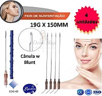 Fio de Sustentação Pdo Cog 6D Espiculado 19G X 150mm Ponta Romba Cânula W (4 Unidades)- Loyoderm