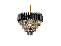 PENDENTE 50×29CM E14×9 METAL PRETO+CRISTAL TRANSPARENTE