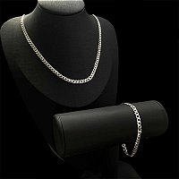 CONJUNTO MASCULINO CORRENTE 60CM E PULSEIRA GRUMET 5,5MM EM PRATA 925