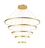 Pendente de Teto LED 188W 3000K 18800lm Bivolt Alumínio Dourado e Silicone com Anéis de 20cm a 100cm