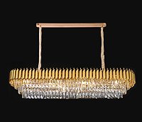 Pendente 118x35x29CM E14×16 Metal Dourado e Cristal Transparente com Fio de 2M e Corrente de 1M