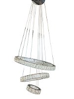 Pendente de Cristal LED com Controle Remoto 90W 3000K 4000K 6000K 4500LM Bivolt Metal Cromado e Cristal 20x40x60cm
