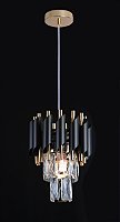 Pendente de Metal Preto e Cristal Transparente E14 20x26CM com Cabo de 1M