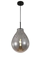 Pendente 22×30CM E27×1 Metal Preto com Vidro Fumê e Cabo de 3M
