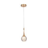 Pendente de Cristal Dourado 10x20cm 5W 3000K Bivolt com Cabo de 1,5m