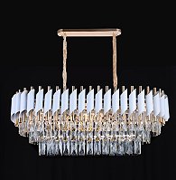 Pendente de Metal Branco com Cristais Transparentes 75×35cm para 8 Lâmpadas E14