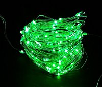 Cordão de Cobre 100 LEDs Fio de Fada 10 Metros Verde Pilha e USB