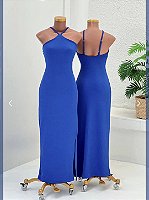 Vestido Midi Azul Caneta