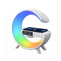 Luminária RGB Carregador Sem Fio Bivolt Relógio Display Hora