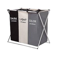 Cesto de Roupa Suja Dobrável Organizador 3 Compartimentos