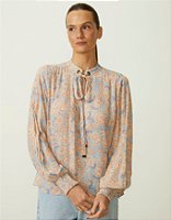 Blusa Paisley Flor Shoulder Manga Longa Decote Redondo Estampada Paragrapho Modas Especializada em Moda Feminina Casual e Festas As Melhores Marcas Estao Aqui