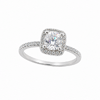 Anel Quadrado Zircônia Cristal Banho de Ródio Branco