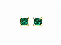 Brinco Quadrado Verde Banho de Ouro